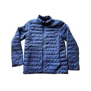Lands' End Kids ThermoPlume Jacket Navy Blue, Size Medium (10–12) – Puffer Style